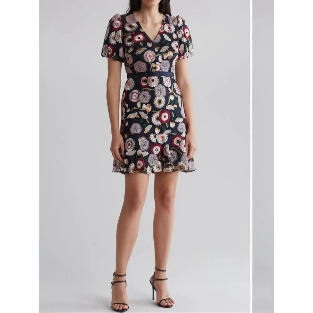 Sam Edelman Embroidered Puff Sleeve Dress